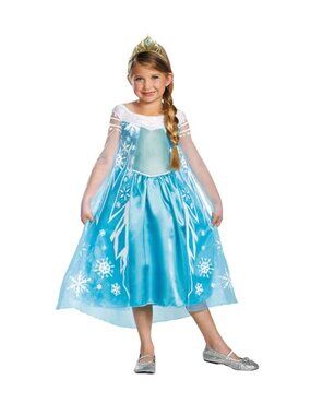 Disney Frozen Elsa Costume For Girls With Tiara Size L (10-12) Blue By Disguise